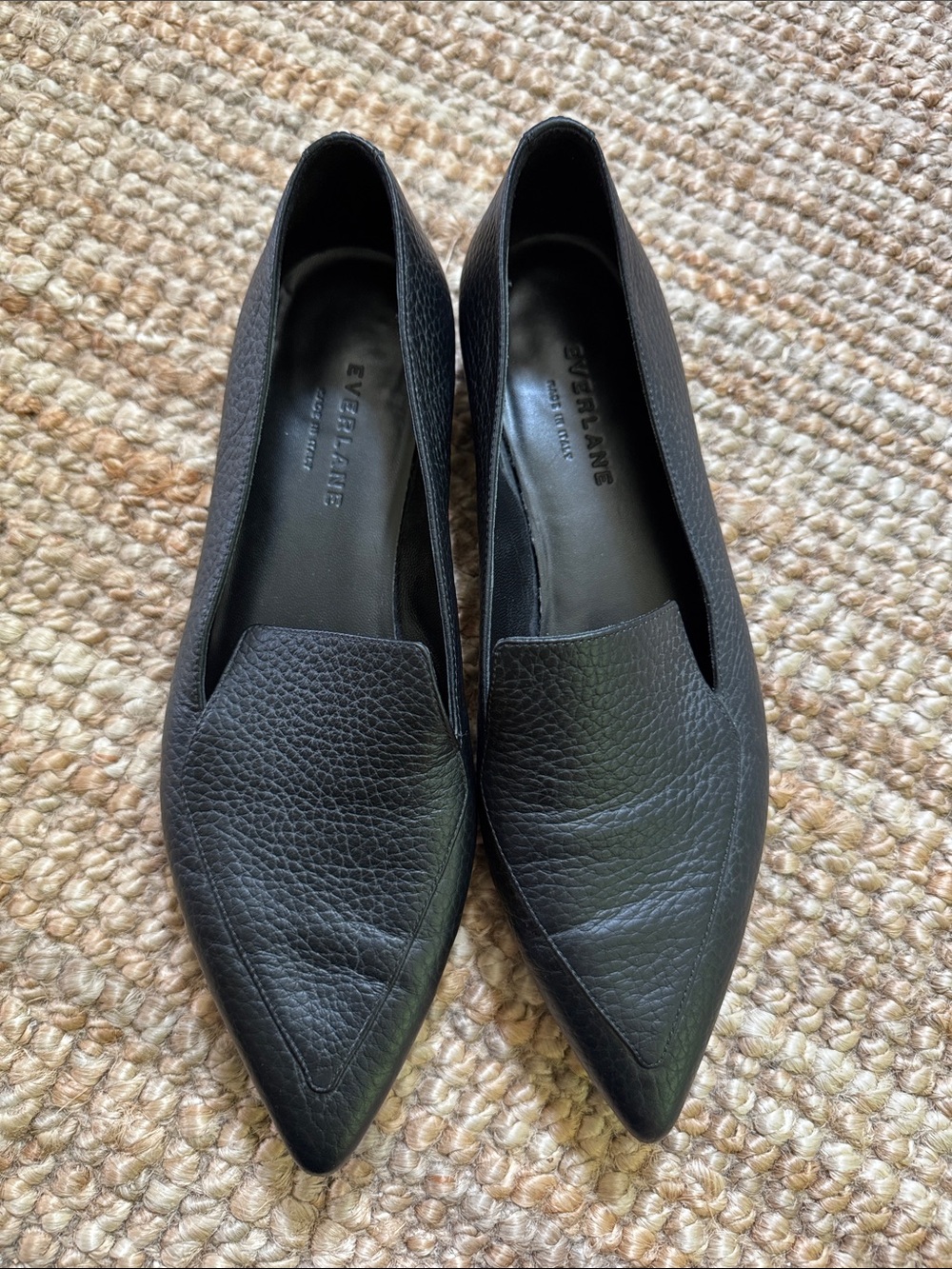 Everlane The Modern Loafer Black Italian Leather Pointed Toe Made In Italy 7.5